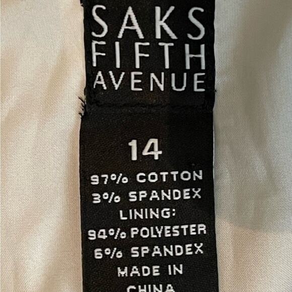 Saks Fifth Ave Brown & White Floral Cotton Cropped Blazer Jacket NWOT Size 14 - Picture 9 of 11